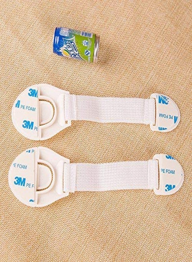Inditradition Baby Safety Drawer & Door Strap Locks | Multi-Places Use, Adjustable Latches, Push Button (White) (Pack of 2) - Image 3