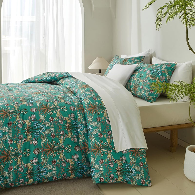 mixinni Farmhouse Boho King Comforter Set - 3 Piece Lightweight All Season Bedding with Fluffy Floral Design, 2 Pillow Shams, Breathable Microfiber for Cozy Bedroom Decor - Image 4