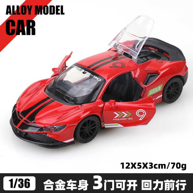 Bulk 1:36 Alloy Model Cars, Kids Pull Back Toy Vehicles, Boys Race Car Decor Gift[Bubble Bag] French SF90 racing edition red [Bubble Bag] French SF90 racing edition red 