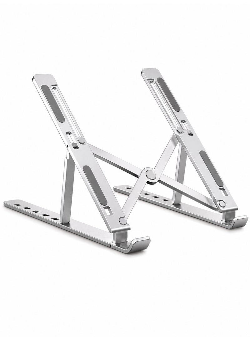 Adjustable Foldable Aluminum Alloy Laptop Stand, Ergonomic Multi-Angle Notebook Riser, Portable Anti-Slip Laptop Holder Compatible with 10-16 Inch Laptops & Tablets - Image 1