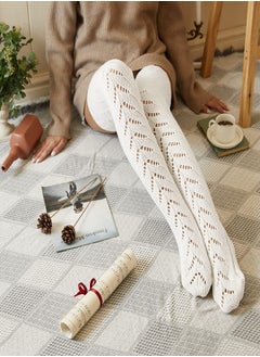 KASTWAVE High Socks for Women Cable Knit Over Knee Boot Socks Long Warm Leg Warmers for Winter Solid Color Hollow Mesh Long Tube Over The Knee Pile Socks Women's Knitted Socks  - Image 5