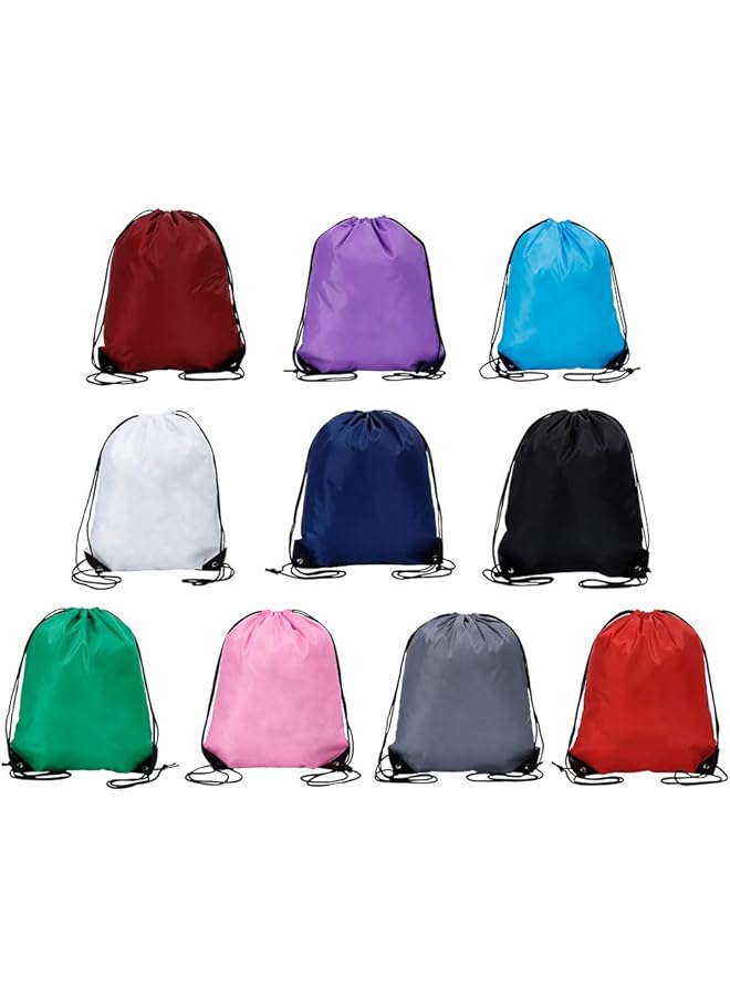 S-TOP 10 Pack Drawstring Backpacks, Drawstring Gym Bag Multi Colour Draw String DIY Bags Backpack for Sports, Gym, Travel, Swimming, Beach - Image 1