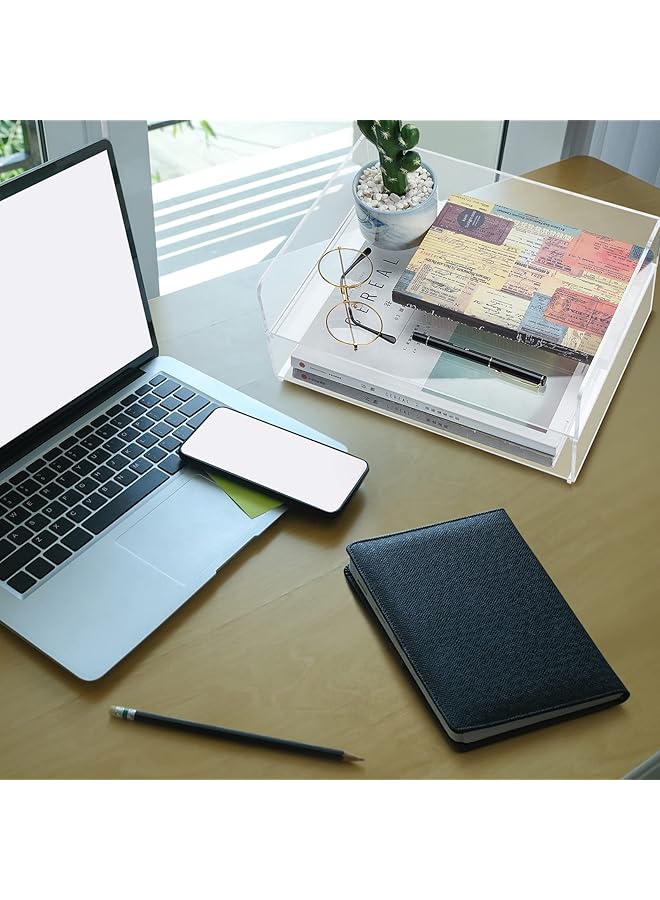 erorex Acrylic Desk Organizers And Accessories Tier Paper File Organizer Tray Stackable Document Clear Desk Accessories For Office Workspace Organization 315 X 222 X 137 Mm 12.4 X 8.74 X 5.39 Inch - Image 5