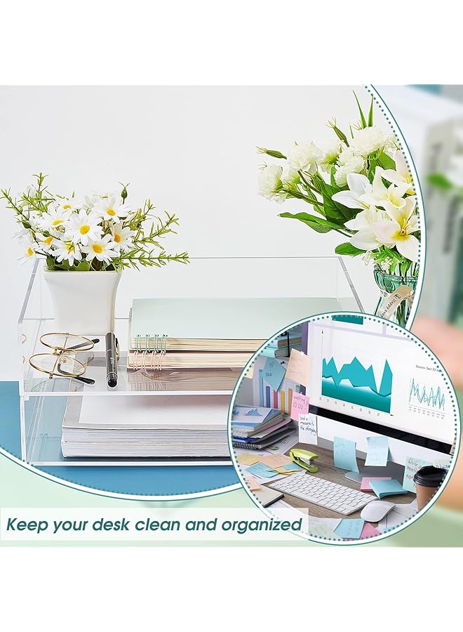erorex Acrylic Desk Organizers And Accessories Tier Paper File Organizer Tray Stackable Document Clear Desk Accessories For Office Workspace Organization 315 X 222 X 137 Mm 12.4 X 8.74 X 5.39 Inch - Image 3