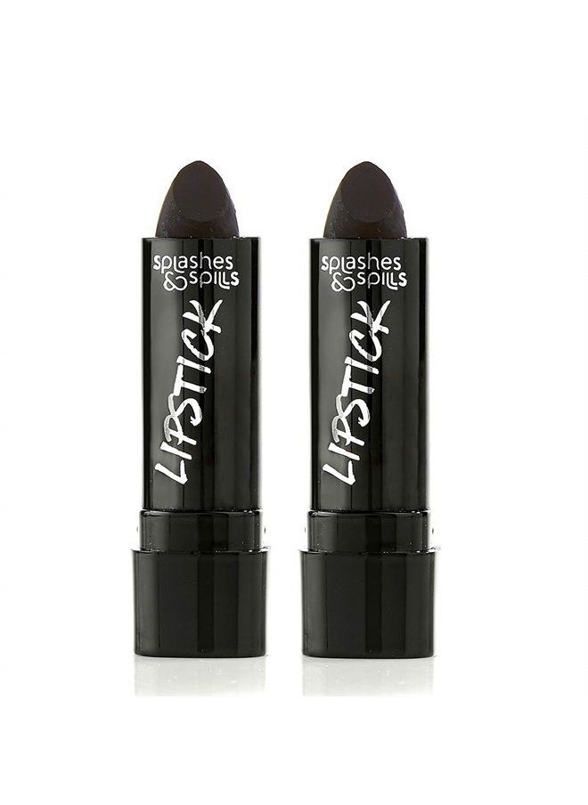 Splashes & Spills - Vivid Black Lipstick - 2 Pack - Bold, Translucent, No Sheen Lip Color With Matte Finish - Makeup and Cosmetics - Image 1