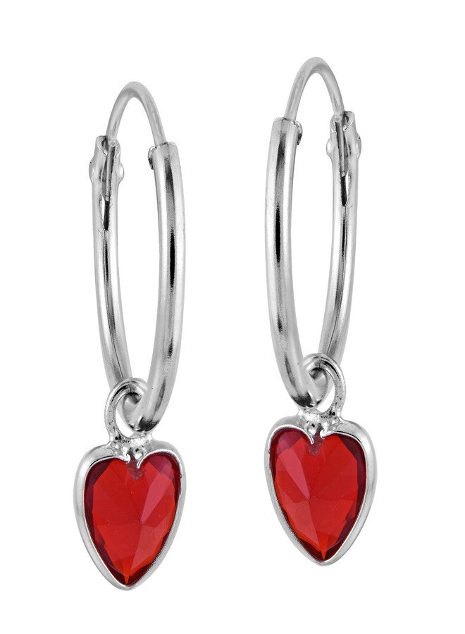 ايرافيدا أقراط متدلية من الفضة الإسترليني عيار 925 مرصعة بالزركونيا المكعبة الحمراء على شكل قلب لامع من إيرافيدا | قلب من الفضة الإسترليني | أقراط متدلية من الفضة - Image 5