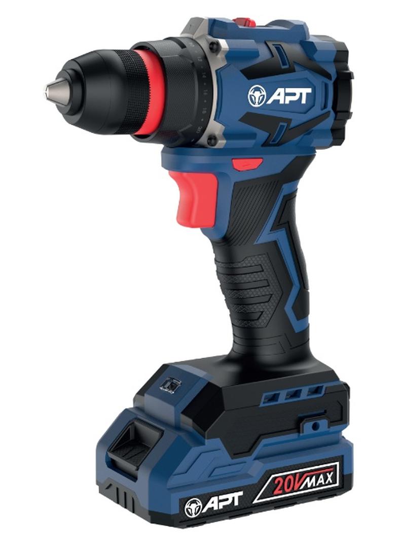 Apt Brushless Cordless Drill 10mm 20V 50N 2A 1 battery and its charger - Image 1