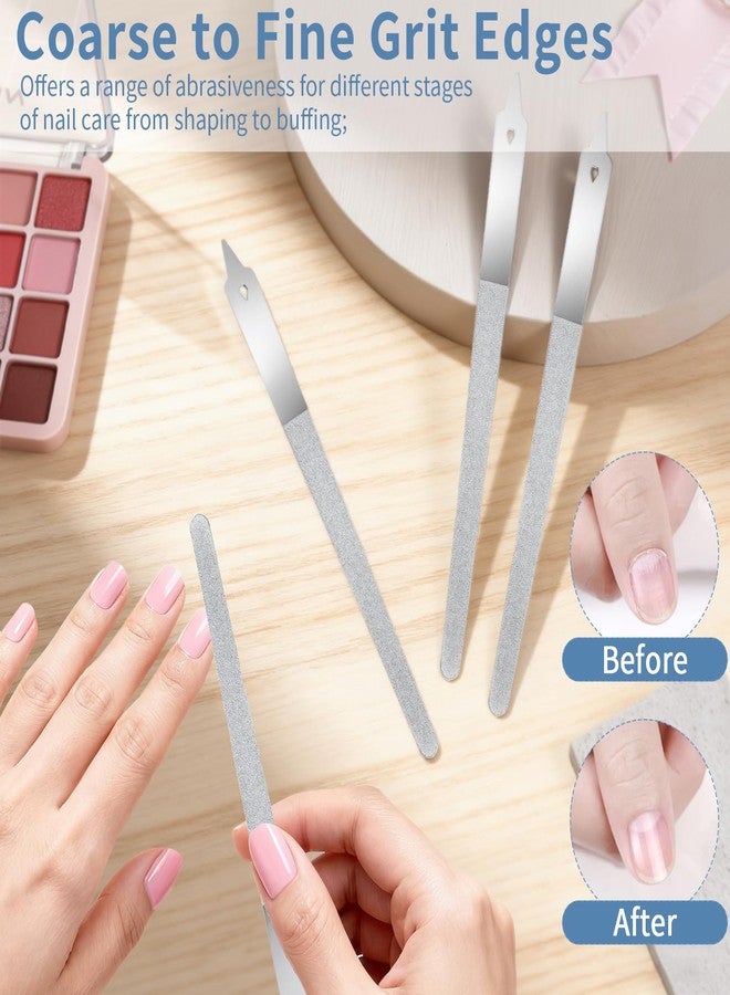 Clofiak 4 PCS Diamond Deb Nail File, 6-inch Stainless Steel Metal Nail File, Double Sided Manicure Pedicure Toenails Tools for Salon Home - Image 4