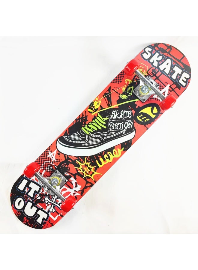 Kids Complete Skateboard 27.7” – 9-Ply Maple Deck Cruiser with Double Kick, ABEC-5 Bearings & Urethane Wheels