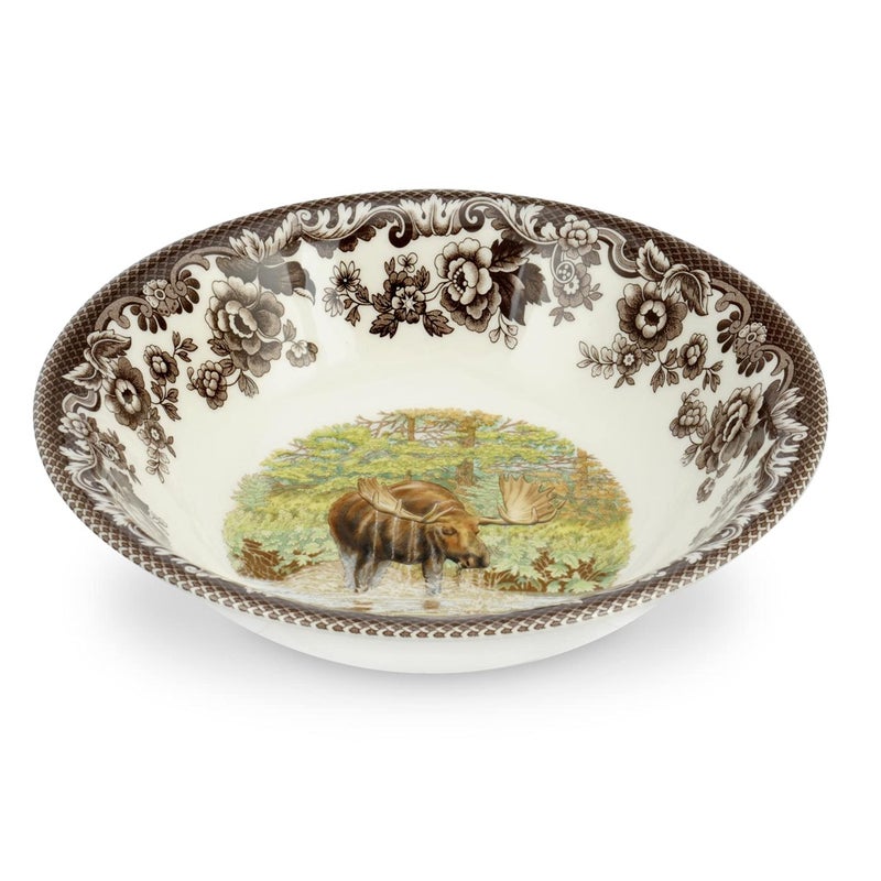 Spode Woodland Ascot Cereal Bowl Majestic Moose 8  Perfect for Oatmeal Salads and Desserts  Made in England from Fine Earthenware  Microwave and Dishwasher Safe