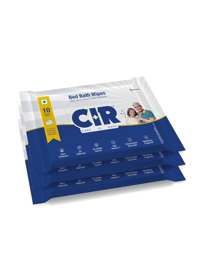 CIR Soft Body Cleansing Wet Bed Bath Wipes for Adults | Body Sponging | Extra Large, 10 Wipes/Pack (Pack of 3), 30 Wipes, White, One Size - Image 1