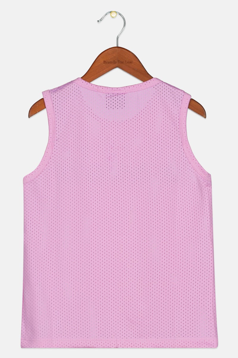 DIADORA Toddlers Girl Sleeveless Brand Logo Top, Pink/Black - Image 2