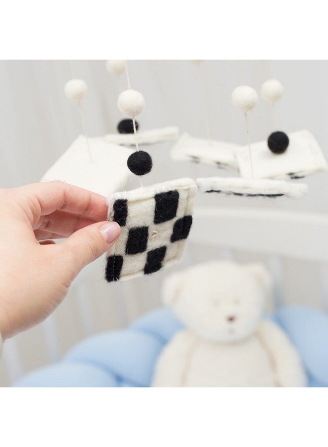 GLACIART ONE Black and White Baby Crib Mobile | Safe High Contrast Wool Toys, Neutral Room Decor for Boy & Girl | Develops Cognitive, Visual & Motor Skills | Great Gift Idea - Image 4
