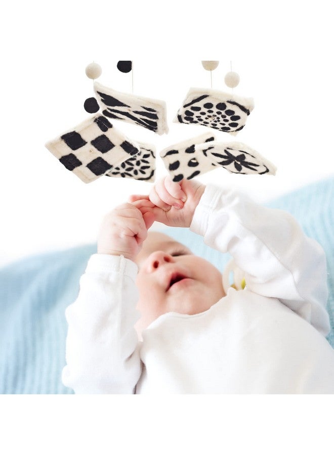 GLACIART ONE Black and White Baby Crib Mobile | Safe High Contrast Wool Toys, Neutral Room Decor for Boy & Girl | Develops Cognitive, Visual & Motor Skills | Great Gift Idea - Image 3