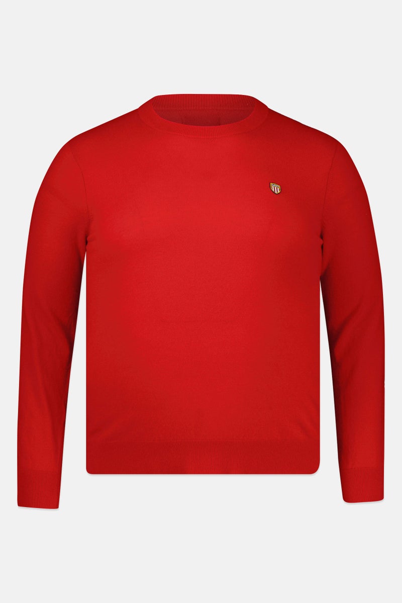GANT Men Crew Neck Embroidered Logo Sweater, Red - Image 2