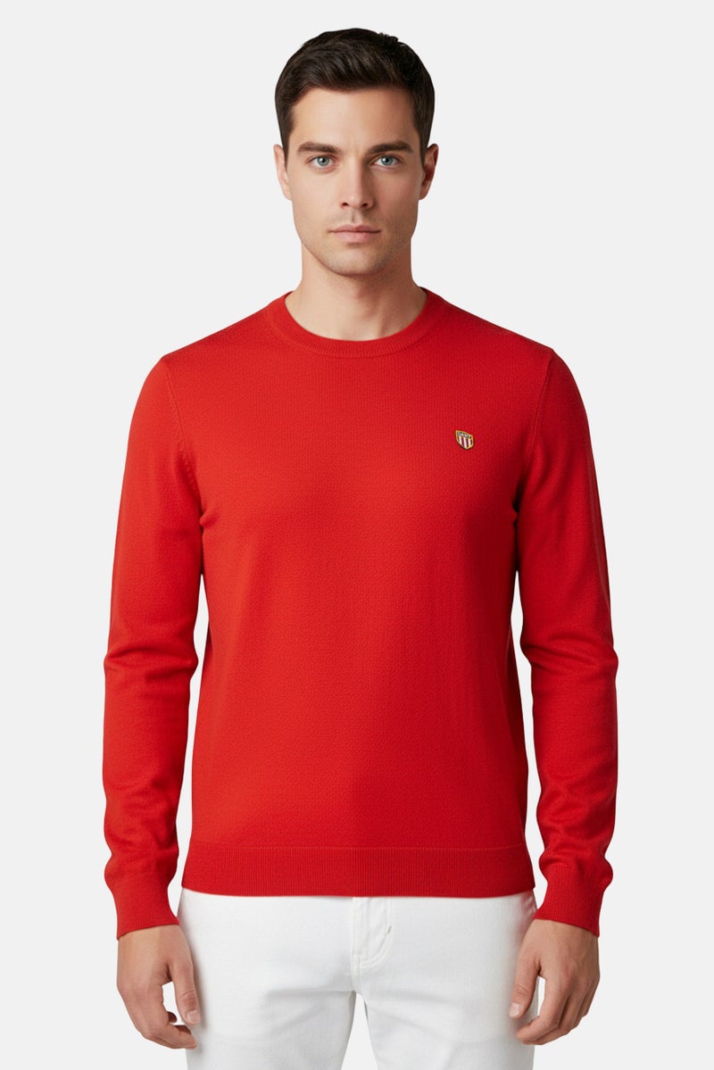 GANT Men Crew Neck Embroidered Logo Sweater, Red - Image 1