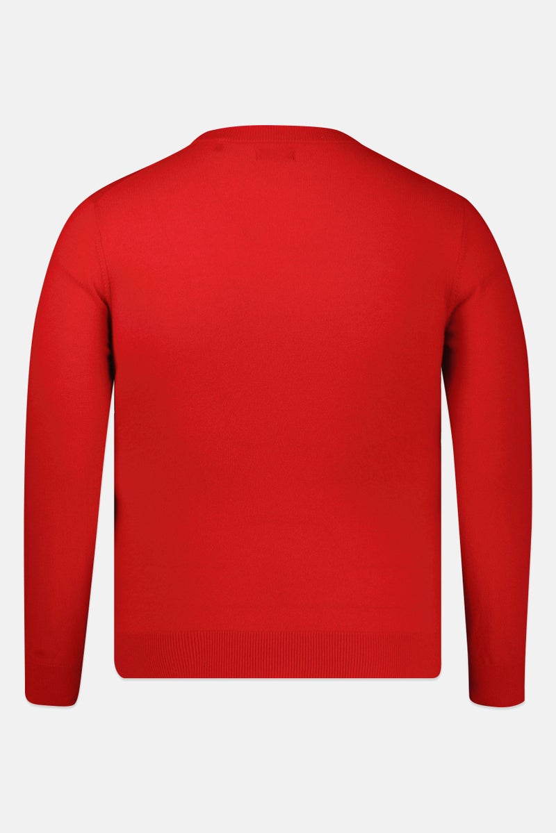 GANT Men Crew Neck Embroidered Logo Sweater, Red - Image 4
