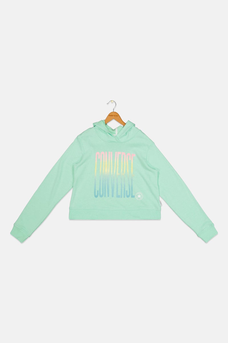 CONVERSE Kids Girl Long Sleeve Outdoor Hoodies, Mint - Image 1