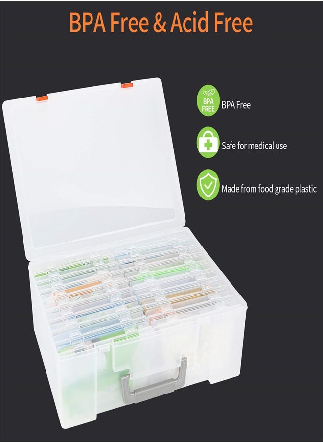 Clear Photo Storage Box, 4x6 Card Organizer with 18 Inner Storage Cases for Birthday Get Well Cards Photos, Crafts, Scrapbooking, Paper, Stickers, Tools Container Box  - Image 3