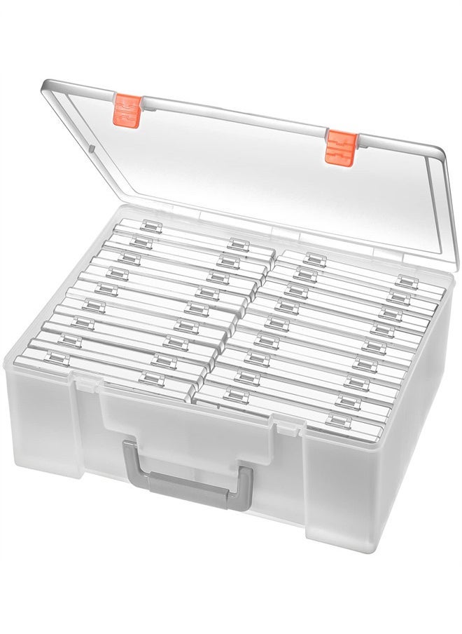 Clear Photo Storage Box, 4x6 Card Organizer with 18 Inner Storage Cases for Birthday Get Well Cards Photos, Crafts, Scrapbooking, Paper, Stickers, Tools Container Box  - Image 1