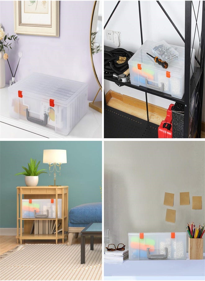 Clear Photo Storage Box, 4x6 Card Organizer with 18 Inner Storage Cases for Birthday Get Well Cards Photos, Crafts, Scrapbooking, Paper, Stickers, Tools Container Box  - Image 5