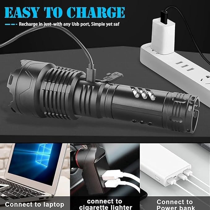 Kresal Flashlights LED High Lumens Rechargeable 250000 Lumens Super Bright Flash Light Handheld Flashlight High Powered Powerful Tactical Flashlight Waterproof for Emergency Camping - Image 5