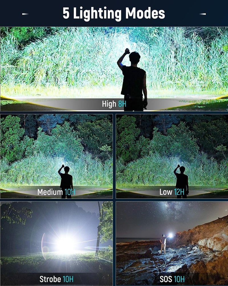 Kresal Flashlights LED High Lumens Rechargeable 250000 Lumens Super Bright Flash Light Handheld Flashlight High Powered Powerful Tactical Flashlight Waterproof for Emergency Camping - Image 4