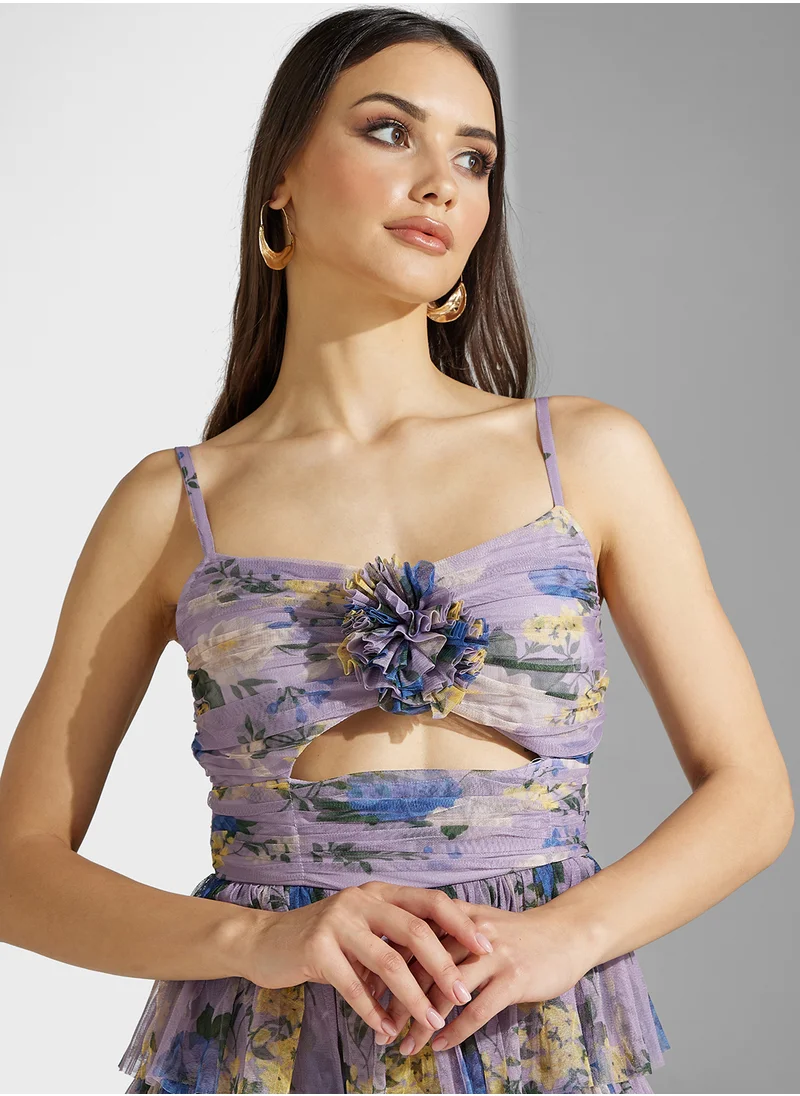 Anaya With Love Tiered Tulle Cami Maxi With Corsage