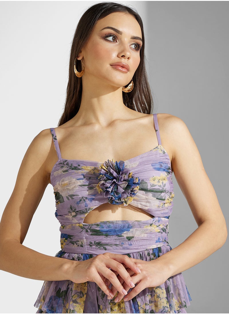 Anaya With Love Tiered Tulle Cami Maxi With Corsage  - Image 3