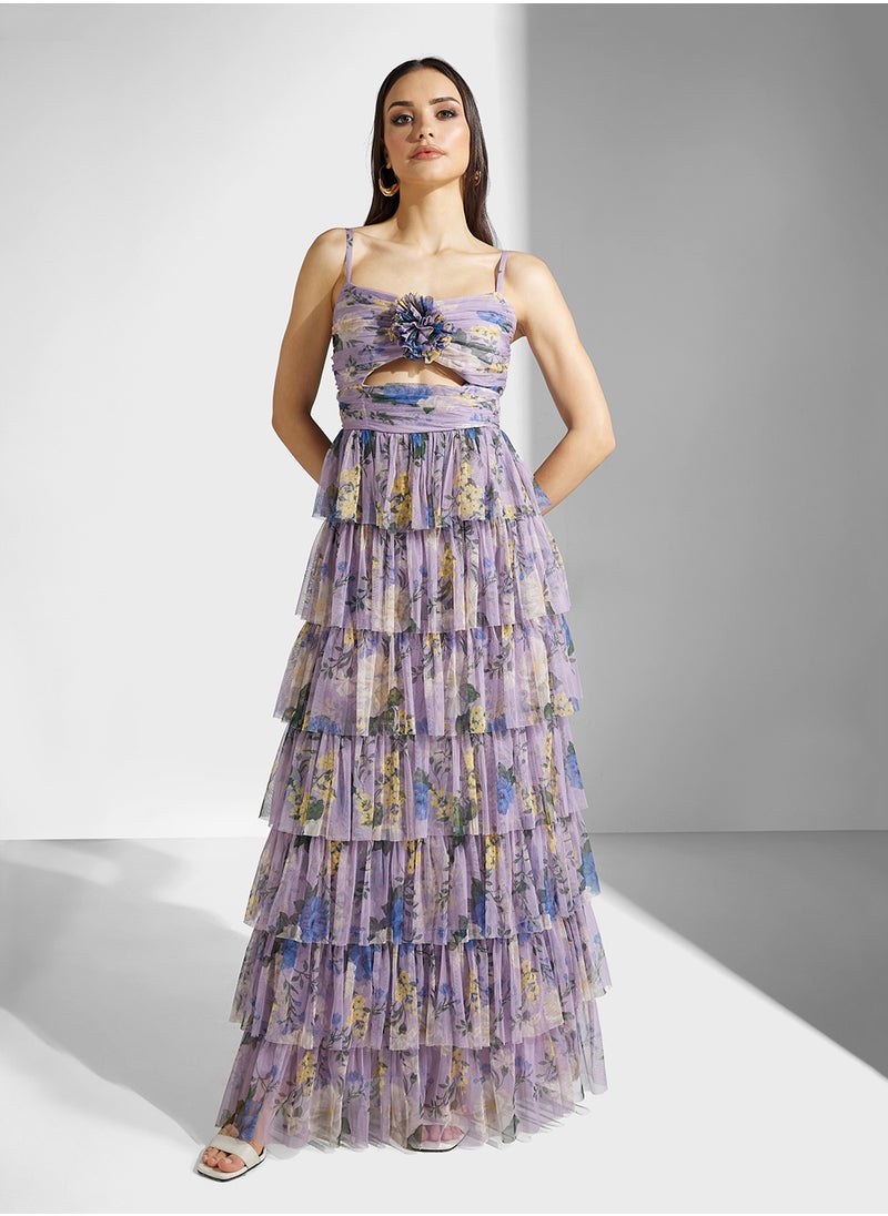 Anaya With Love Tiered Tulle Cami Maxi With Corsage  - Image 1