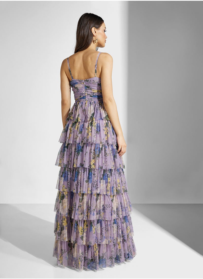 Anaya With Love Tiered Tulle Cami Maxi With Corsage  - Image 2