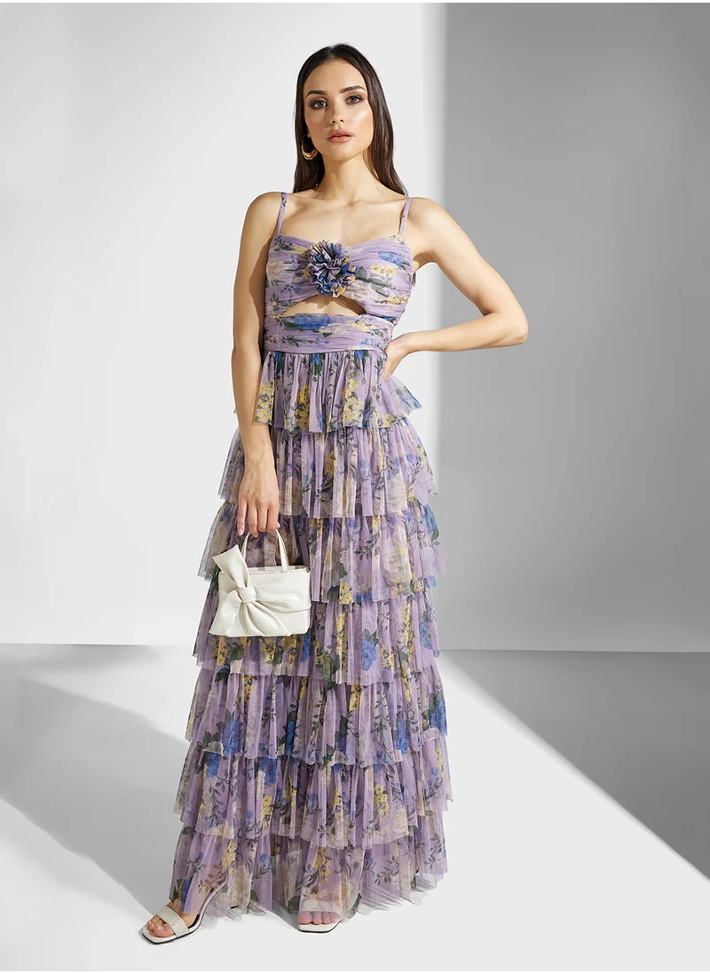 Anaya With Love Tiered Tulle Cami Maxi With Corsage