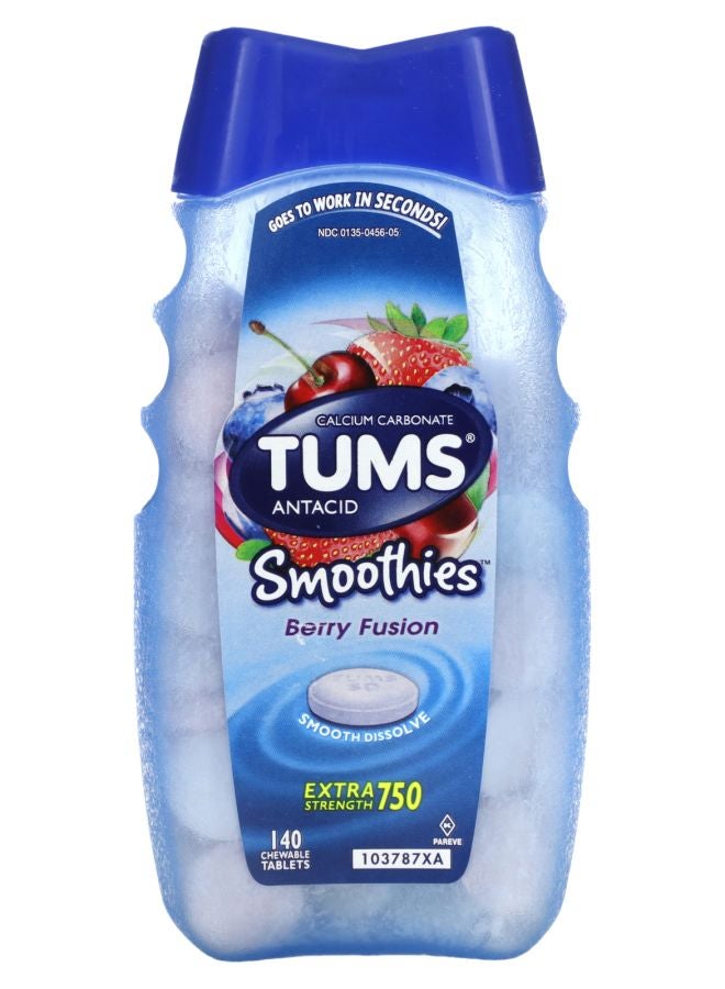 TUMS Extra Strength Antacid Smoothies  Berry Fusion 140 Chewable Tablets