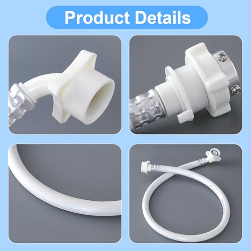 GDLPZM 6.6FT 2 meter wave wheel drum washing machine water supply pipe extension pipe with steel head, fully automatic drum washing machine water inlet hose - Image 3