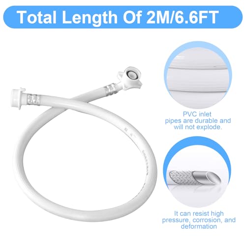 GDLPZM 6.6FT 2 meter wave wheel drum washing machine water supply pipe extension pipe with steel head, fully automatic drum washing machine water inlet hose - Image 2