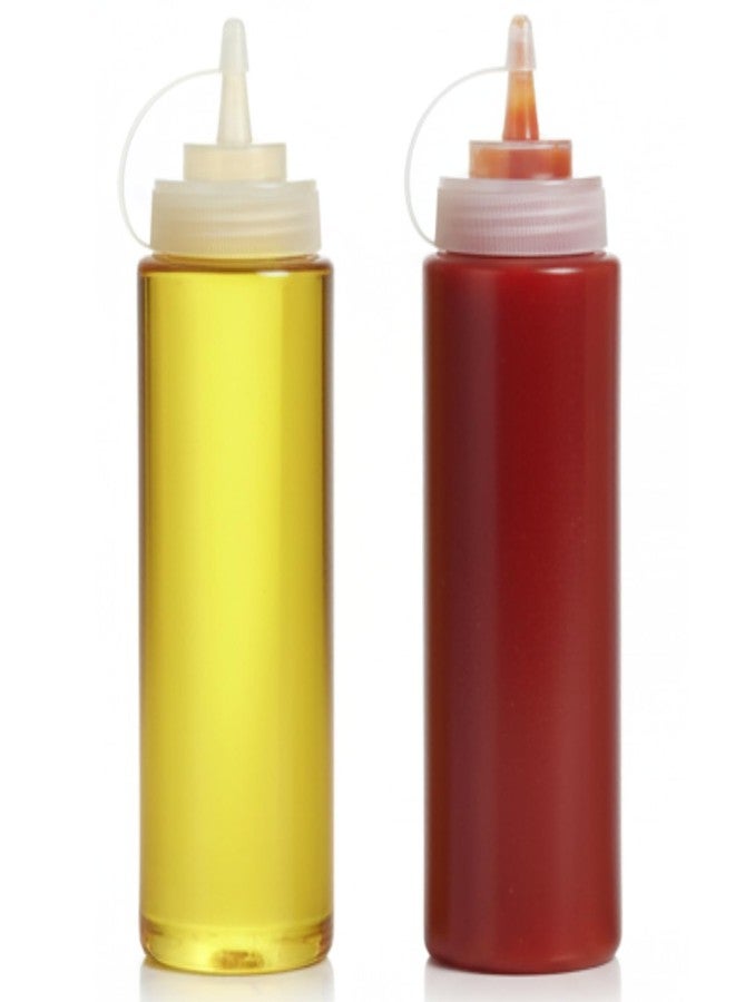 DAOME Plastic Squeeze Bottle Ketchup Mustard Honey Oil Sauce Dispenser Bottle, White, 650Ml (2Pcs) - Image 1