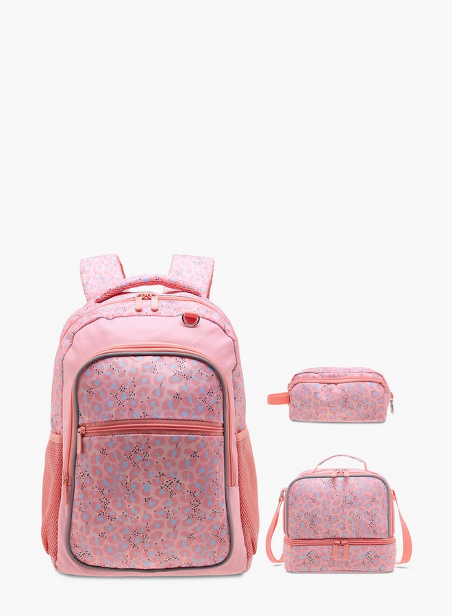 Flora Bella By Shoexpress Girls Printed School Backpack with Lunch Bag and Pencil Pouch set  - Image 1
