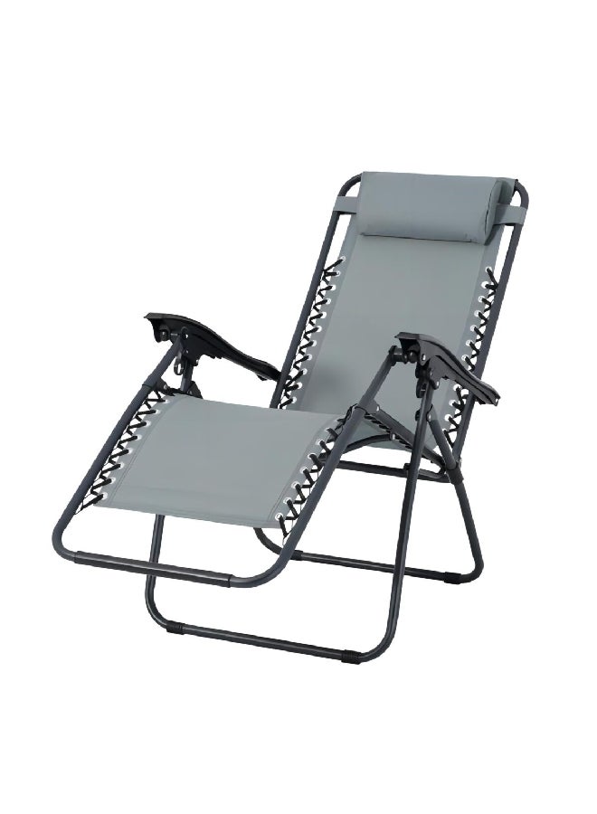 LIVING ACCENTS 1-Seater Steel Portable and Foldable Oxford Lafuma Chair Grey and Black 93 x 110 cm GAF23-40407