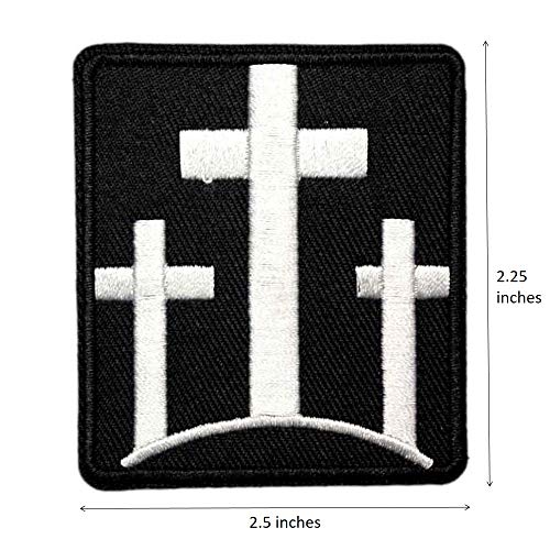 Cute-Patch Three Crosses Christian Motorcycle Biker Embroidered Iron On Patches - Image 2