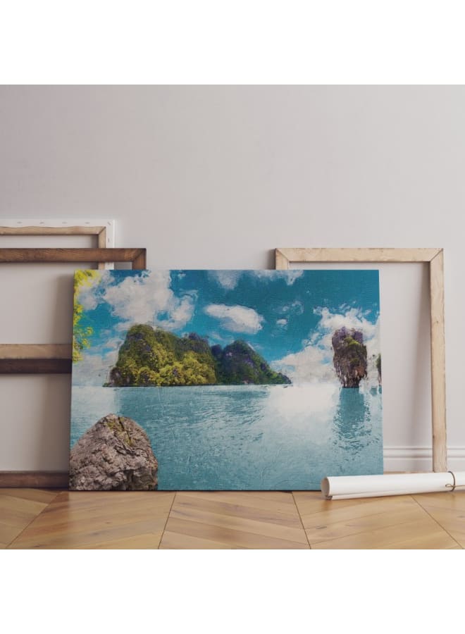 Home Gallery Ocean Stone Island Landscape Print On Canvas 120x80 - Image 1