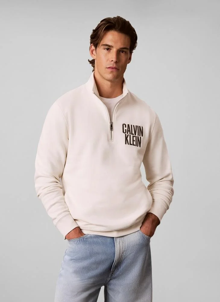 Logo Embroidery Fleece Quarter-Zip Jumper