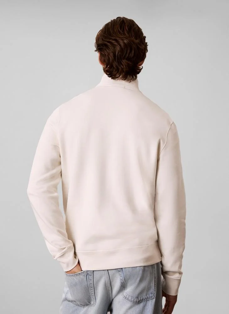 Calvin Klein Jeans Logo Embroidery Fleece Quarter-Zip Jumper