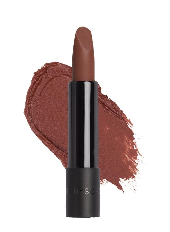 Ruby's Organics Semi-Matte Lipstick for Women All Indian Tones- Highly Pigmented, Moisturizing, Non Drying, Lightweight and Long Lasting- Lip Makeup, Synthetic Chemical Free - Brown Umber, 3.7g - Image 1