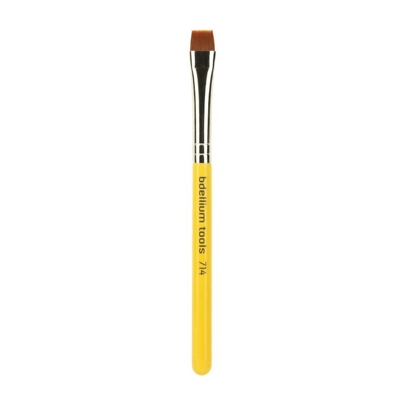 Bdellium Tools Bdellium Tools Professional Makeup Brush - Travel 714 Flat Eye Definer - Short Wooden Handle for Convenient Travel, For Eye Definition (Yellow, 1pc)  - Image 1