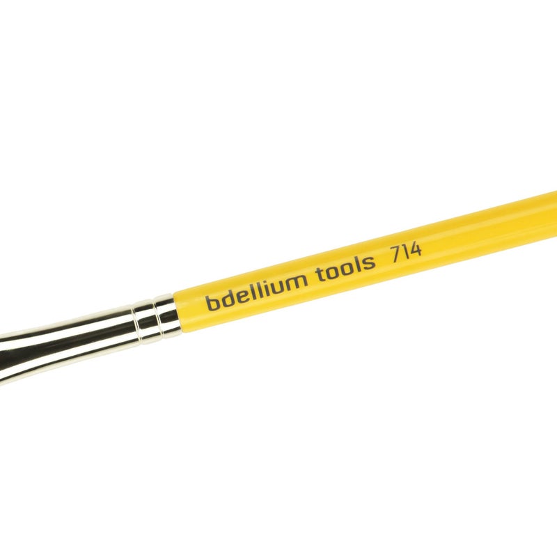 Bdellium Tools Bdellium Tools Professional Makeup Brush - Travel 714 Flat Eye Definer - Short Wooden Handle for Convenient Travel, For Eye Definition (Yellow, 1pc)  - Image 3