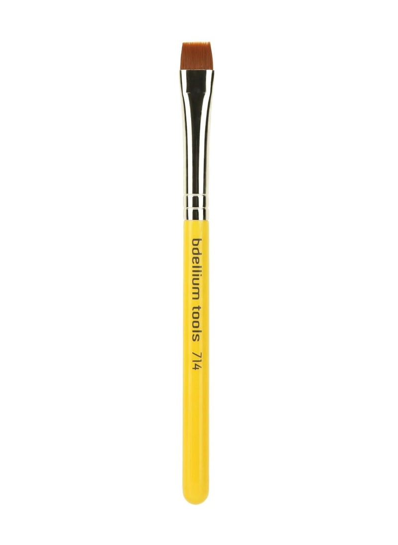 Bdellium Tools Bdellium Tools Professional Makeup Brush - Travel 714 Flat Eye Definer - Short Wooden Handle for Convenient Travel, For Eye Definition (Yellow, 1pc)  - Image 1