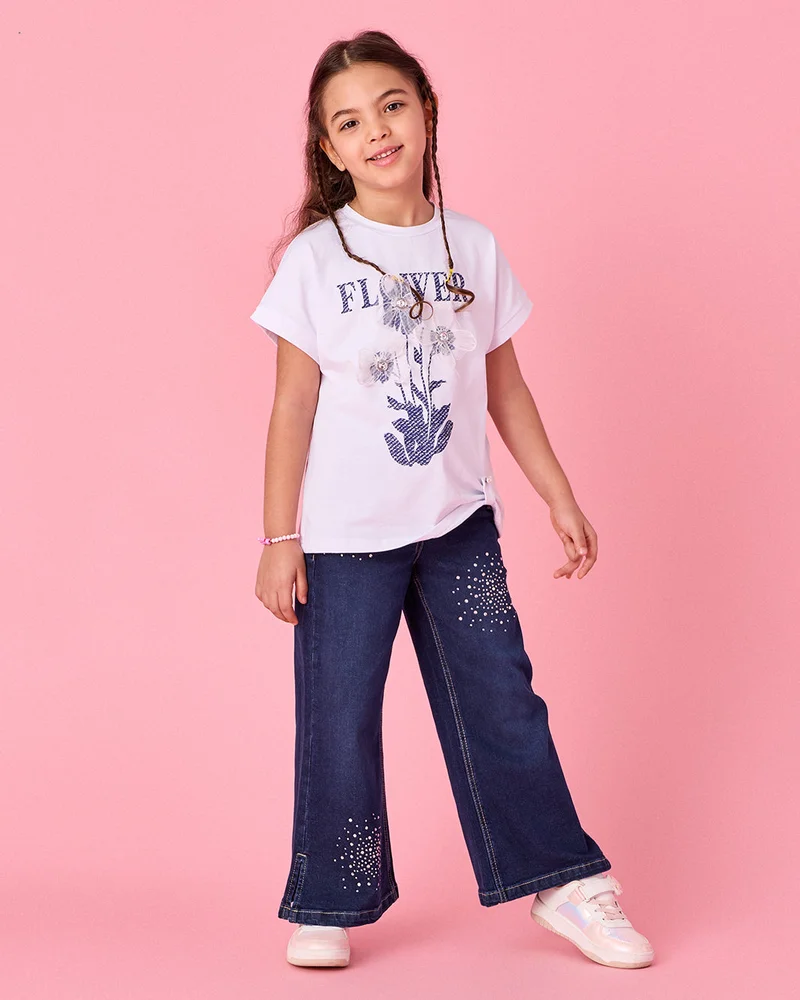 Redtag Girls Blue Embellished