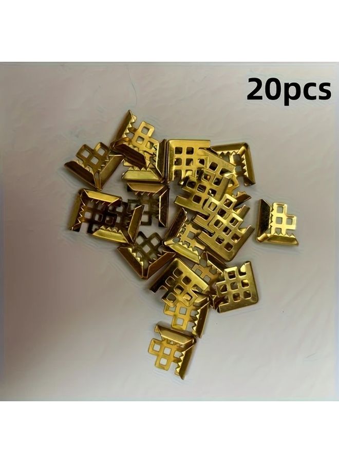 20 قطعة من واقيات الزوايا المعدنية الذهبية العتيقة، زوايا زخرفية للكتب والألبومات وسكرابوكينغ - Image 1