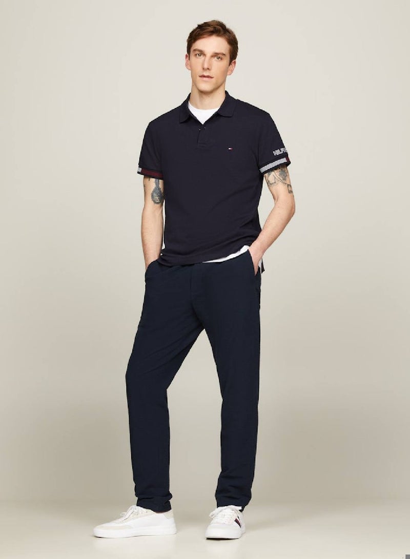 TOMMY HILFIGER Men's Slim Fit Contrast Cuff Polo -  Stretch organic cotton blend, Blue - Image 4