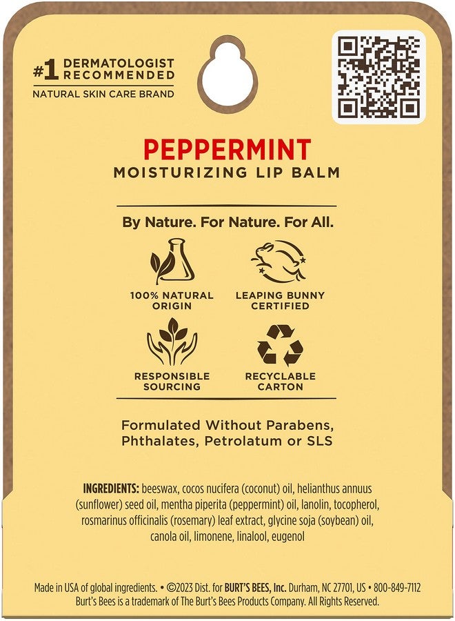 Burt's Bees Peppermint Lip Balm Blister for Unisex, 0.15 Ounce - Image 2